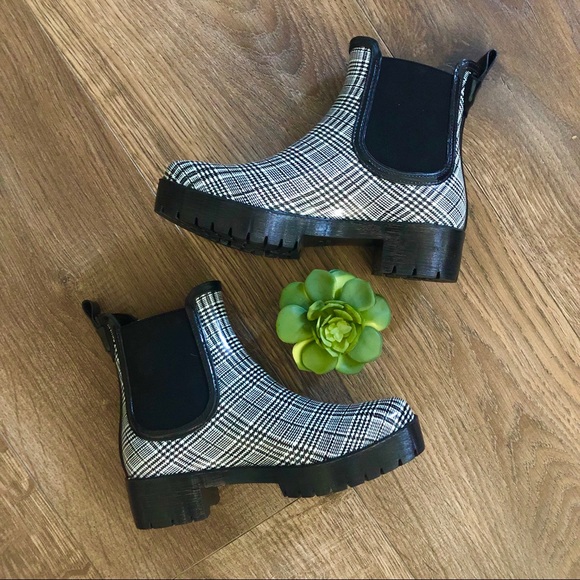 sz6-10 🖤Jeffrey Campbell Plaid Chelsea Rain Boots - Picture 4 of 4